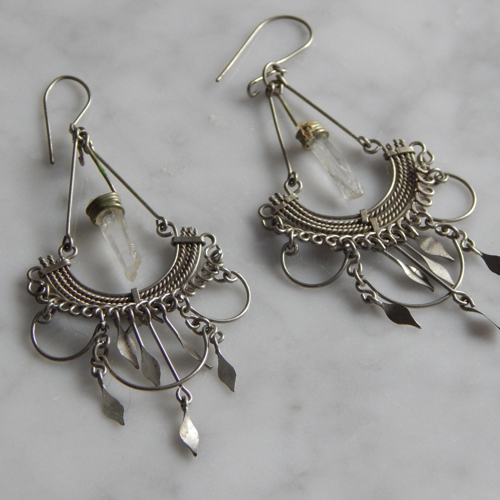 Sterling Silver Quartz Dangles - image 1